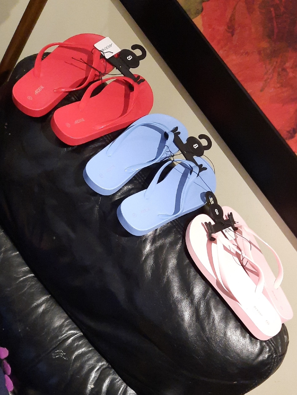Lot 3 Pairs Thong Sandals Elevated Flip Flops Comfortable Slides Pink Blue Red 8